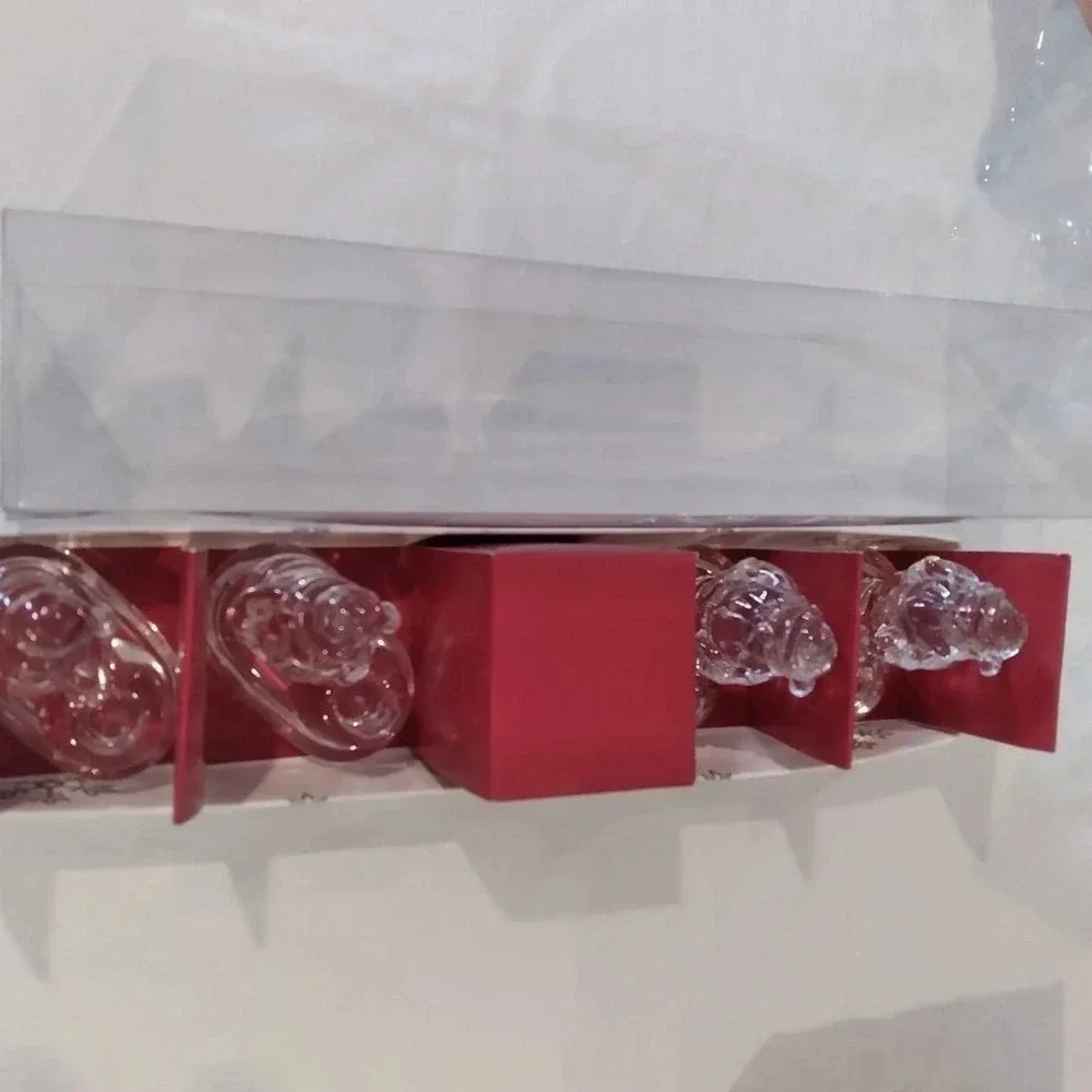 Williams Sonoma Santa Glass Taper Candle Holders Set of 4
